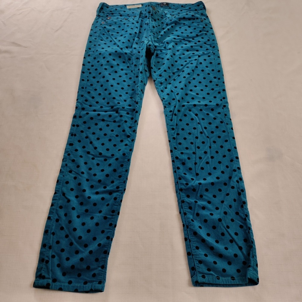 Adriano Goldschmied the Stevie Ankle Teal with Black Dots Sz 28R (29.5"x27" Act)